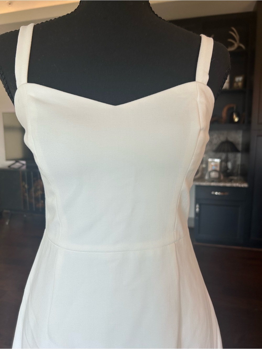 French Connection White Sweetheart Neck A-Line Mini Dress - Picture 4 of 5